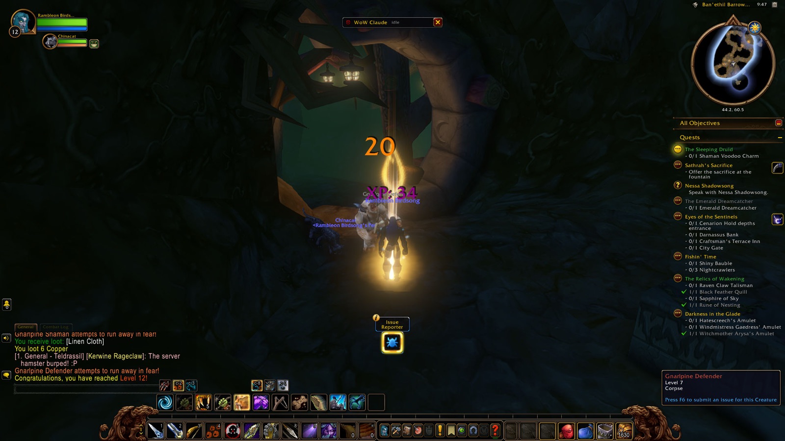 Reached Level 12 in Ban'ethil Barrow Den