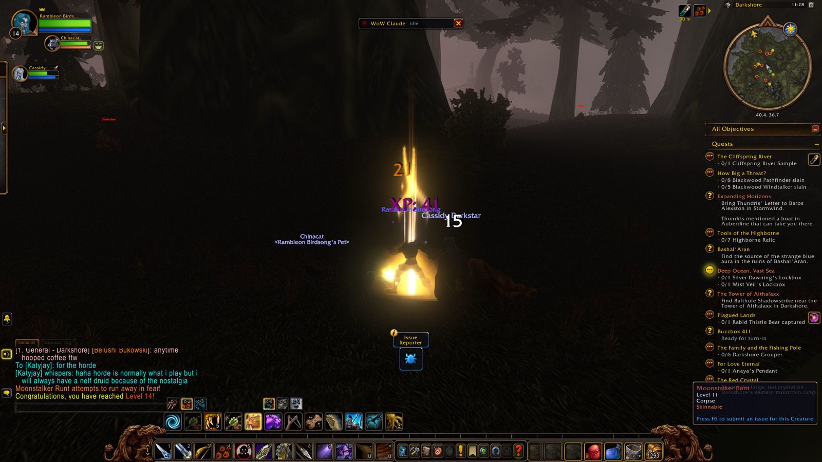 Reached Level 14 in Darkshore